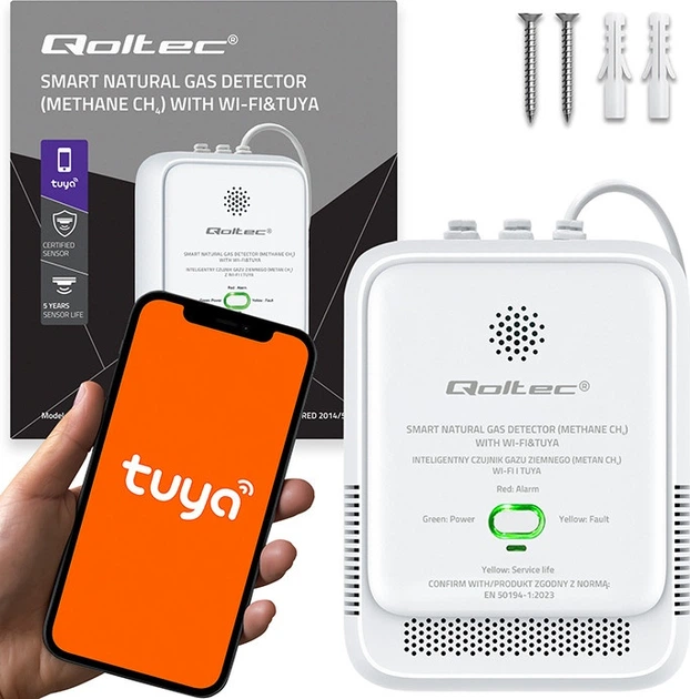 Датчик витоку природного газу Qoltec Wi-Fi 85 дБ LED (5901878526515) - зображення 10