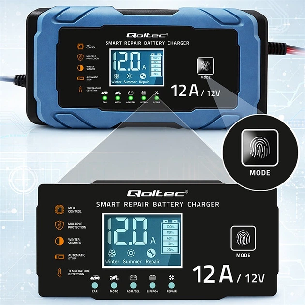 Inteligentna mikroprocesorowa ładowarka Qoltec do akumulatora AGM/GEL/LiFePO4 12 V 12 A (5901878526676) - obraz 10
