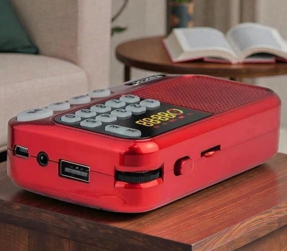Радиоприемник цифровой аккумуляторный BKK, с цифровым FM тюнером, слотами USB и MicroSD, Красный (99) - Фото 2 Радиоприемник цифровой аккумуляторный BKK, с цифровым FM тюнером, слотами USB и MicroSD, Красный (99) - изображение 2