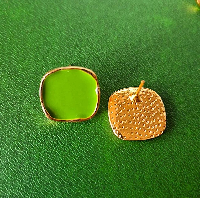 Сережки делікатні Прямокутники jewelry Зелені - зображення 5