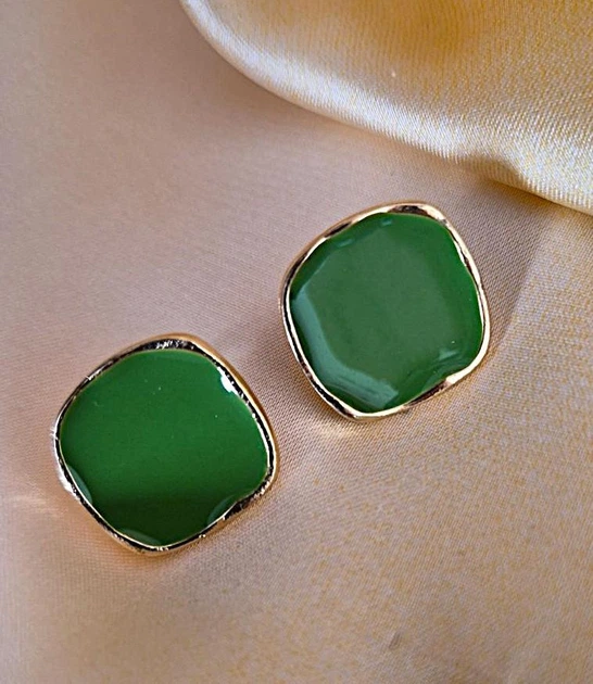 Сережки делікатні Прямокутники jewelry Зелені - зображення 9