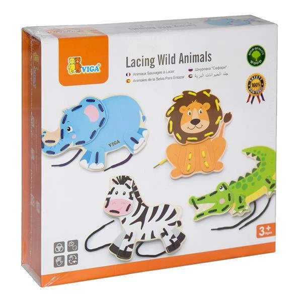 Деревянная шнуровка Viga Toys Африканские зверята (51326) - Фото 2 Деревянная шнуровка Viga Toys Африканские зверята (51326) - изображение 2