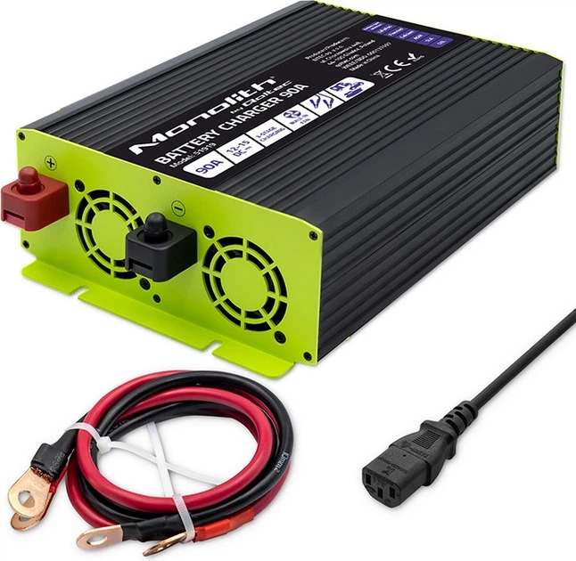 Inteligentna ładowarka Qoltec Monolith do akumulatora LiFePO4/AGM/GEL/SLA 12 V 90 A (5901878519197) - Zdjęcie 5 Inteligentna ładowarka Qoltec Monolith do akumulatora LiFePO4/AGM/GEL/SLA 12 V 90 A (5901878519197) - obraz 5