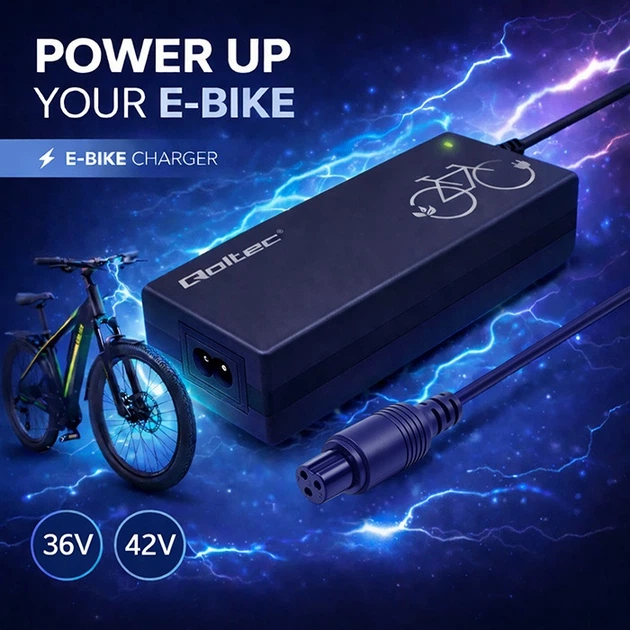 Ładowarka do roweru elektrycznego Qoltec 36 V 42 V 2 A GX12-3 Pin (5901878526195) - obraz 6