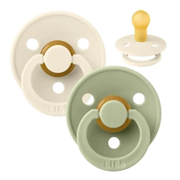 Пустушка BIBS 0-6 m Colour Latex Round Ivory / Sage, 2 шт (кругла) - Фото 1 Пустушка BIBS 0-6 m Colour Latex Round Ivory / Sage, 2 шт (кругла) - зображення 1