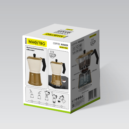 Кавоварка гейзерна 450мл алюмінієва бежевий MR-1657-9-BEIGE Espresso Moka Maestro - Фото 5 Кавоварка гейзерна 450мл алюмінієва бежевий MR-1657-9-BEIGE Espresso Moka Maestro - изображение 5