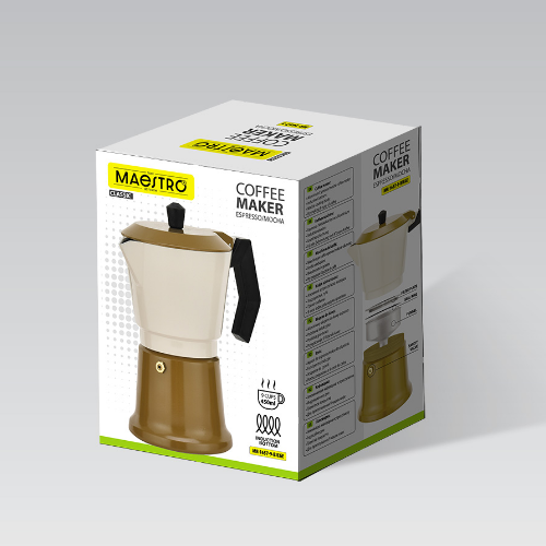 Кавоварка гейзерна 450мл алюмінієва бежевий MR-1657-9-BEIGE Espresso Moka Maestro - Фото 6 Кавоварка гейзерна 450мл алюмінієва бежевий MR-1657-9-BEIGE Espresso Moka Maestro - изображение 6