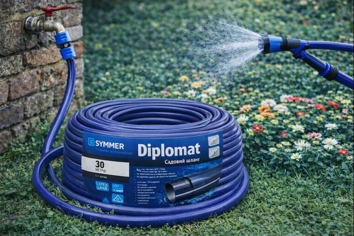 Шланг садовий SYMMER Garden Diplomat двошаровий армований ПВХ 3/4″/30 м - зображення 6