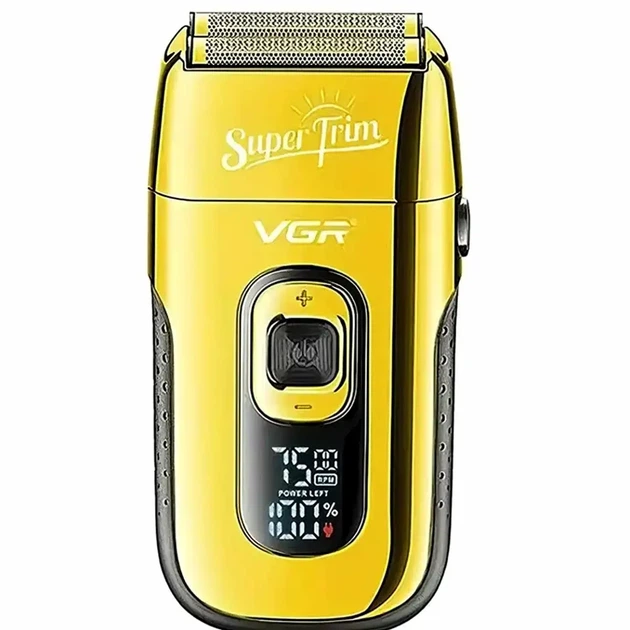 Электробритва VGR Super Trim V-332 золотая с дисплеем аккумуляторная USB 150 минут работы 3 скорости - изображение 3
