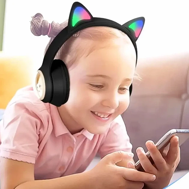 Бездротові Bluetooth навушники з котячими вушками 400 мАг до 10 години чорні для дітей модель MDR CAT + BT - Фото 4 Бездротові Bluetooth навушники з котячими вушками 400 мАг до 10 години чорні для дітей модель MDR CAT + BT - зображення 4