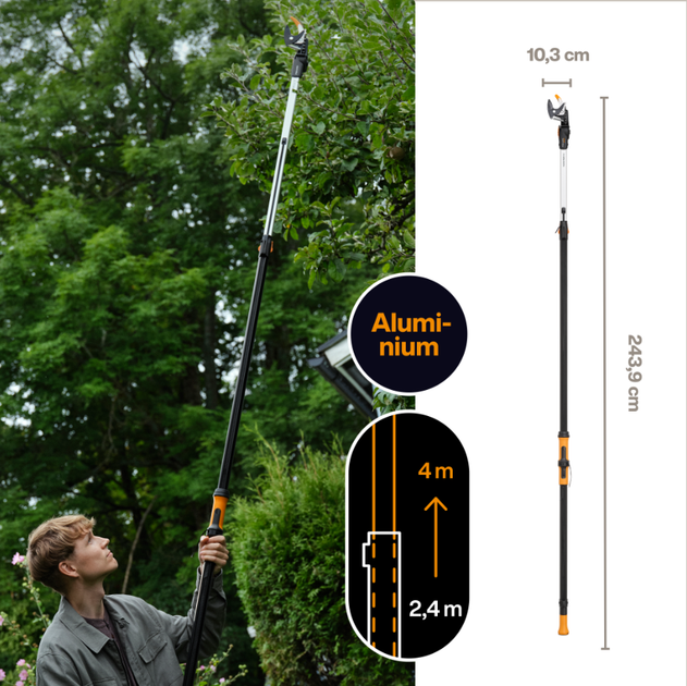Гілкоріз телескопічний Fiskars X-Series DualAction UPX96 (1080131) - Фото 2 Гілкоріз телескопічний Fiskars X-Series DualAction UPX96 (1080131) - зображення 2