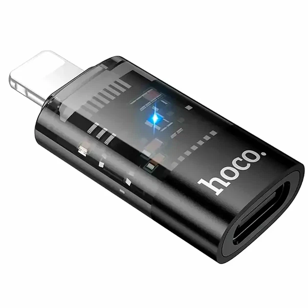 Адаптер Lightning USB Hoco UA36 OTG 480Mbps чорний алюмінієвий 34x10x17мм для підключення пристроїв - зображення 7