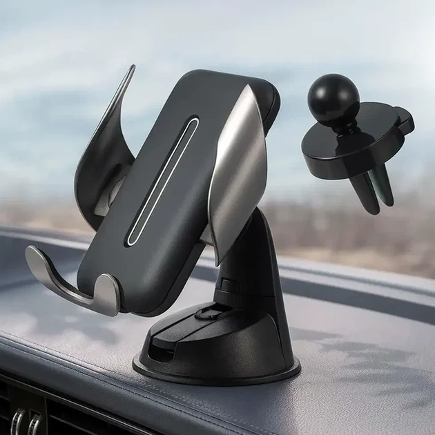 Держатель для телефона в автомобиль с двумя креплениями универсальный черный пластик 360 градусов для устройств до 5 дюймов - Фото 8 Держатель для телефона в автомобиль с двумя креплениями универсальный черный пластик 360 градусов для устройств до 5 дюймов - изображение 8
