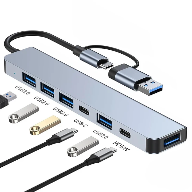 Хаб 7 в 1 SD/TF HDMI 4K30Hz USB2.0 USB 3.0 Type-C PD 100W Stone ST-H29 - Фото 2 Хаб 7 в 1 SD/TF HDMI 4K30Hz USB2.0 USB 3.0 Type-C PD 100W Stone ST-H29 - изображение 2