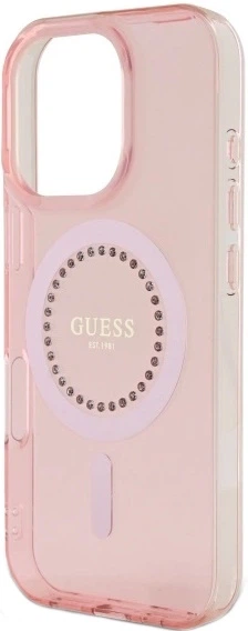 Панель Guess IML Rhinestones MagSafe для iPhone 16 Pro Max Pink (3666339306083) - зображення 2
