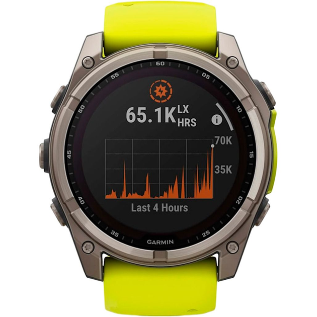 Смарт-часы Garmin Fenix 8 Solar Sapphire 47mm Titanium with Amp Yellow/Graphite Silicone Band (010-02906-21) - изображение 2
