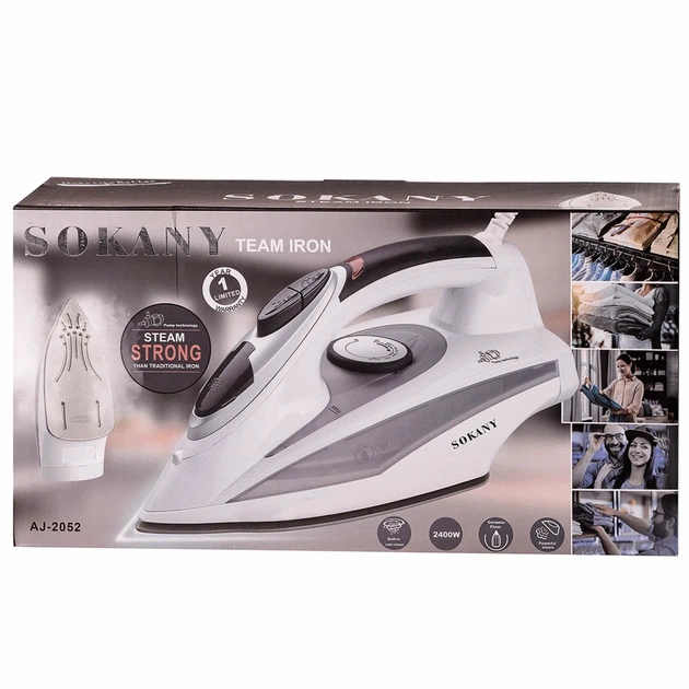 Праска SOKANY AJ-2052 2400 Вт з керамічною підошвою та функцією самоочищення білий - зображення 6