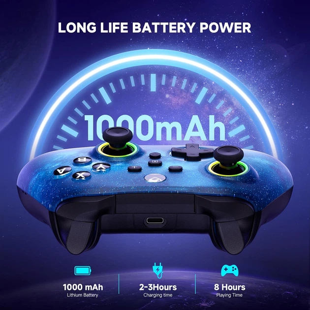 Беспроводной геймпад ECHTPower Starry Sky Blue с подсветкой - Фото 8 Беспроводной геймпад ECHTPower Starry Sky Blue с подсветкой - изображение 8