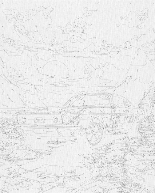 Картина по номерам 60*80 см Авто Мустанг на закате Оригами LW 3314 большой размер - изображение 10