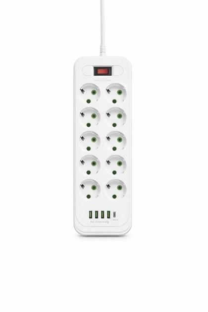 Сетевой удлинитель/фильтр/разветвитель 5 м (D10) 10 розеток EU/4xUSB/1-PD (Type-C) (22) - изображение 5