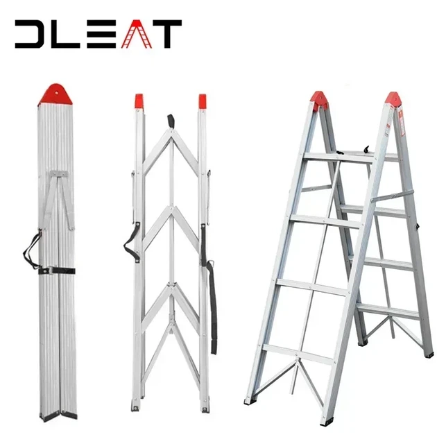 Стремянка алюминиевая раскладная двухсторонняя, 1.7 м, DLEAT JDT-1020-S05 (22) - изображение 2