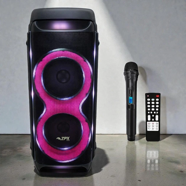 Колонка ZPX Audio ZX портативная Вluetooth с подсветкой 2 х 10" с микрофоном и пультом Акустическая система 1000 Вт черный (Z977) - изображение 2