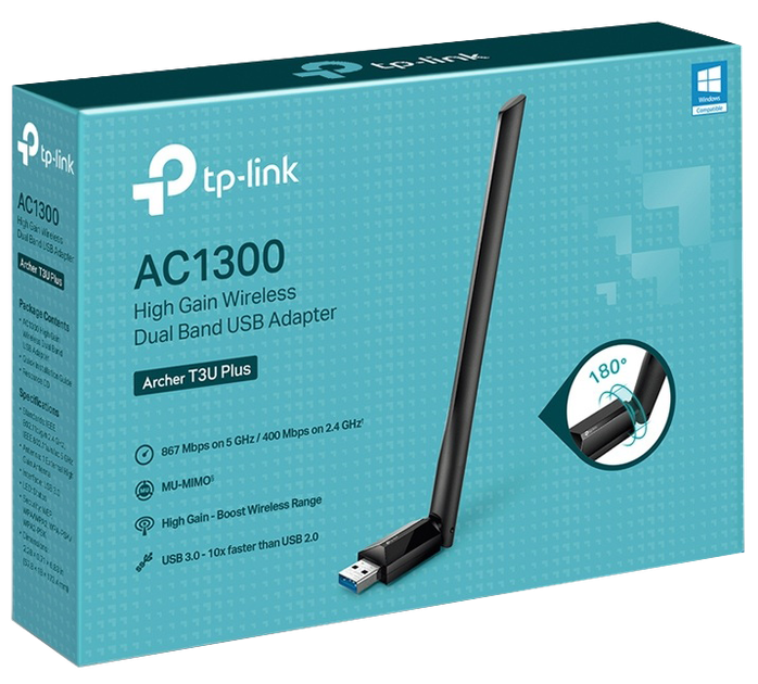 USB Wi-Fi адаптер TP-Link Archer T3U Plus 1300 Мбіт/с - Фото 4 USB Wi-Fi адаптер TP-Link Archer T3U Plus 1300 Мбіт/с - изображение 4