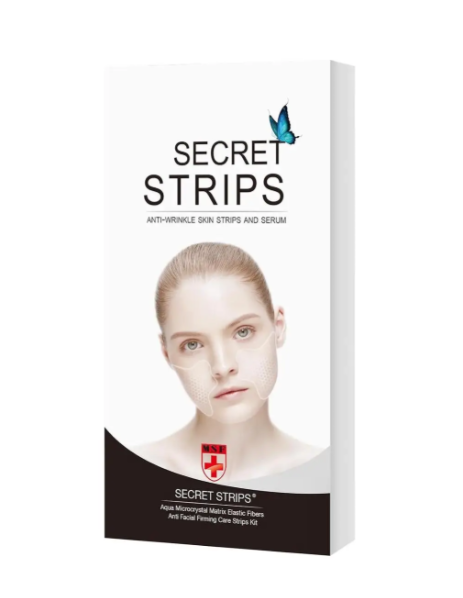 Secret Strips Anti-Wrinkle Smile Line Patches — пластыри для лица с сывороткой для лифтинга и обновления кожи, 10 шт. + 8 мл - Фото 1 Secret Strips Anti-Wrinkle Smile Line Patches — пластыри для лица с сывороткой для лифтинга и обновления кожи, 10 шт. + 8 мл - изображение 1