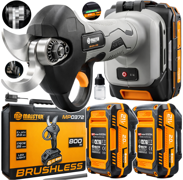 Аккумуляторный секатор Majster PRO 800Вт для сада 25мм - изображение 2