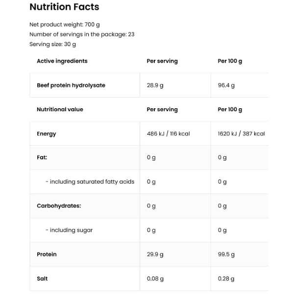 Протеин OstroVit Hydro Beef Protein 700 g /23 servings/ Cola - изображение 2
