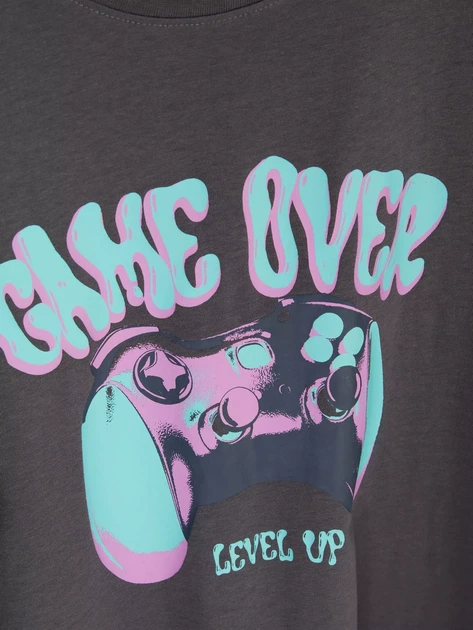 Футболка Primark Game Over темно-сіра 128 - изображение 2