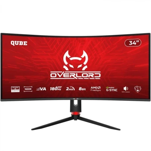 Монитор изогнутый 34" Qube Overlord C34UQ180H, Black - Фото 1 Монитор изогнутый 34" Qube Overlord C34UQ180H, Black - изображение 1