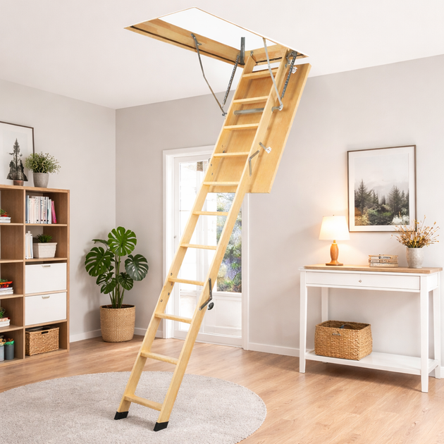 Чердачная лестница FAKRO LWS Smart 60×94 см деревянная складная с люком - изображение 3