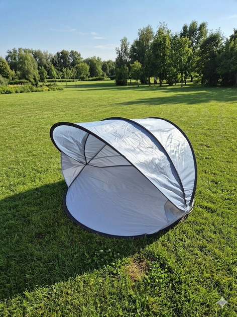 Пляжний намет-полусфера автоматичний 130х130х105 см Light Silver із захистом від UV - зображення 3