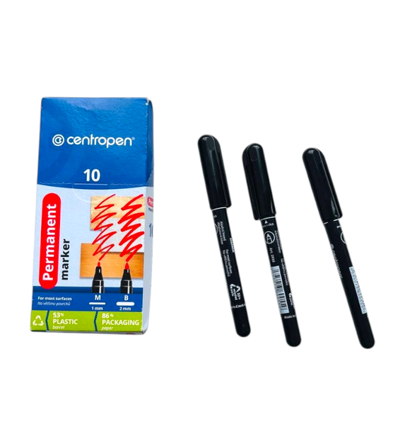 Маркер Centropen 2846/1 чорний круглий тонкий 1мм 10 шт - изображение 3