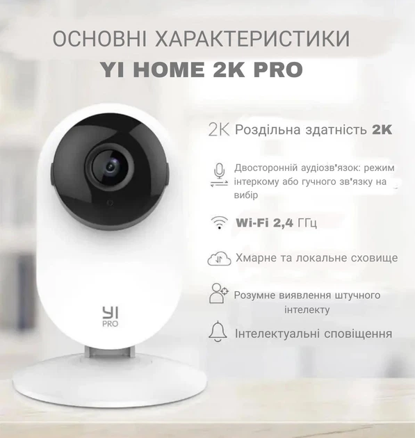 Комплект 2 шт IP-Камер видеонаблюдения YI Pro 2K Home Camera White YYS.62121 (Global) - изображение 4