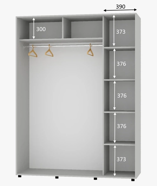 Шкаф-купе двухдверный Алекса ДСП 150*60*190 см Серый - Фото 2 Шкаф-купе двухдверный Алекса ДСП 150*60*190 см Серый - изображение 2