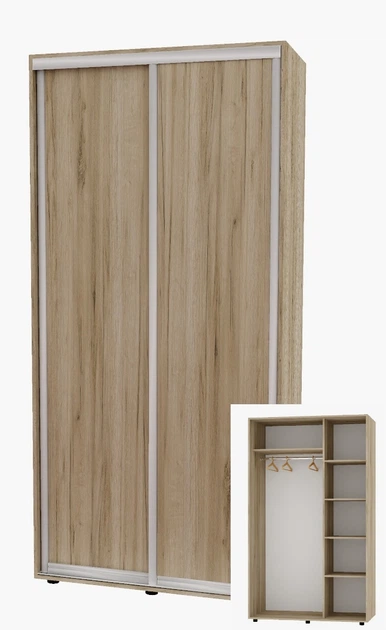 Шкаф-купе двухдверный Алекса ДСП 120*60*190 см Дуб крафт серый - Фото 1 Шкаф-купе двухдверный Алекса ДСП 120*60*190 см Дуб крафт серый - изображение 1