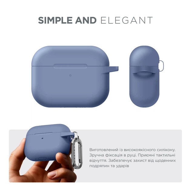 Силиконовый чехол для наушников Apple AirPods Pro 2 2022, Hang Case, фиолетовый, ультратонкий защитный кейс толщиной 2 мм, защита от царапин, пыли и ударов, компактный, с карабином для крепления, ArmorStandart (ARM73672) - изображение 2