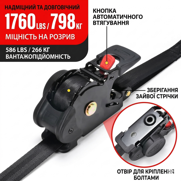 Ремень для затяжки багажа (v3.0) выдерживает до 800 кг, растягивается до 330 см - изображение 2