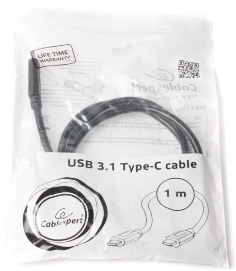 Кабель Cablexpert USB Type-C - USB Type-C 1 м Black (CCP-USB3.1-CMCM-1M) - Фото 2 Кабель Cablexpert USB Type-C - USB Type-C 1 м Black (CCP-USB3.1-CMCM-1M) - зображення 2