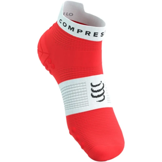 Носки для бега марафона Compressport Pro Racing Socks V4.0 Run Low Fluo red/white XL (100081369) - изображение 2