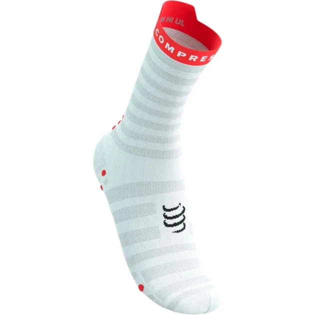 Носки для бега с усиленным носком Compressport Pro Racing Socks V4.0 Ultralight Run High White/fluo red/black S (100077552) - изображение 4