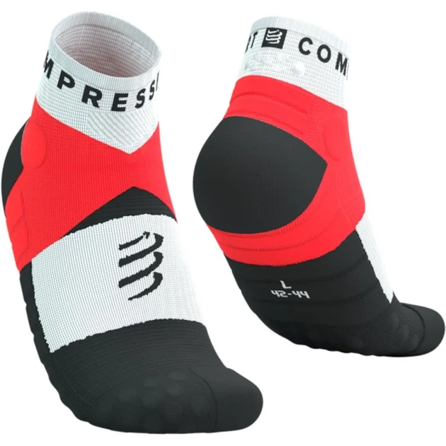 Компресійні шкарпетки для бігу анатомічні Compressport Ultra Trail Low Socks Fluo red/white M (100081351) - зображення 2