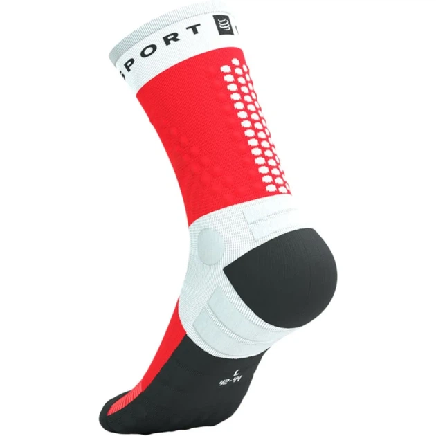 Бігові шкарпетки для марафону на довгі дистанції Compressport Ultra Trail Socks V2.0 White/fluo red S (100081355) - зображення 4