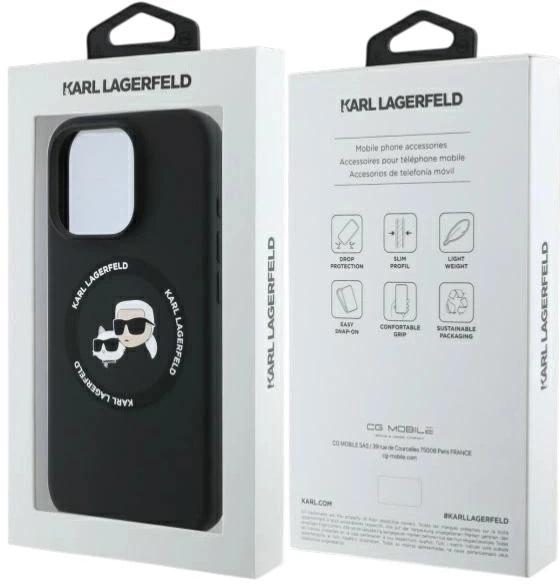 Панель Karl Lagerfeld Silicone Karl&Choupette Heads Ring MagSafe для iPhone 16 Pro Max Black (3666339343408) - зображення 8