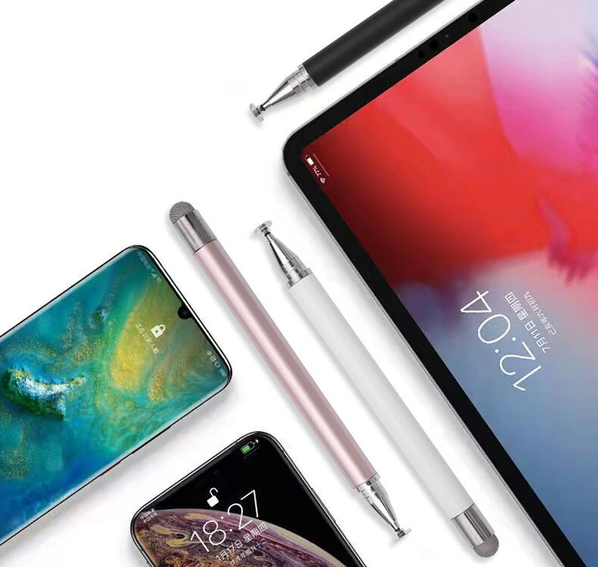 Универсальный стилус 2 в 1 Pencil Duo серебристый карандаш для всех сенсорных экранов Android iOS Windows - Фото 4 Универсальный стилус 2 в 1 Pencil Duo серебристый карандаш для всех сенсорных экранов Android iOS Windows - изображение 4