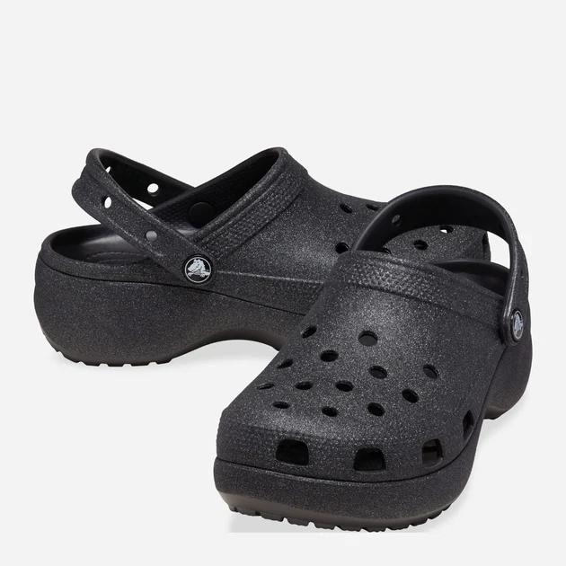 Женские кроксы на платформе Crocs Classic Platform Glitter Clog W 207241-001, черные, W5/35-36/22см - изображение 3