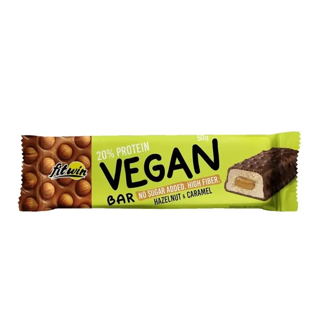 Веганський протеїновий батончик, Vegan Bar, FitWin, 50 г (Горіх-Карамель) - Фото 1 Веганський протеїновий батончик, Vegan Bar, FitWin, 50 г (Горіх-Карамель) - зображення 1
