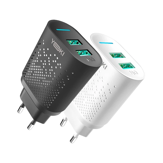 Зарядний пристрій Premium якість Yoki Led Series YK-2.4Dual Auto-ID USB-A: DC 5V⎓2.1A, 5V⎓2.4A (12W Max) Black - Фото 3 Зарядний пристрій Premium якість Yoki Led Series YK-2.4Dual Auto-ID USB-A: DC 5V⎓2.1A, 5V⎓2.4A (12W Max) Black - зображення 3